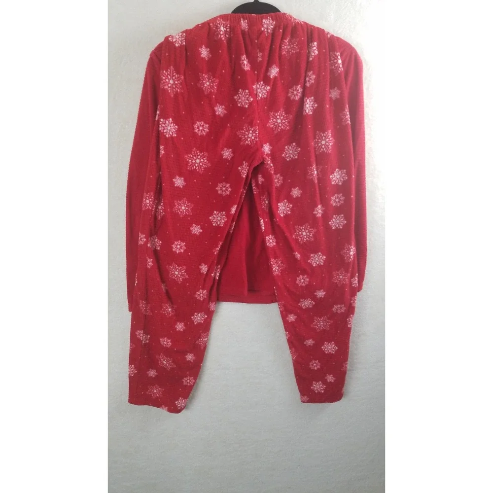 Adonna Sleepwear‎ Red Snowflake Fleece Pajama Set Women's XS Long Sleeve Pants